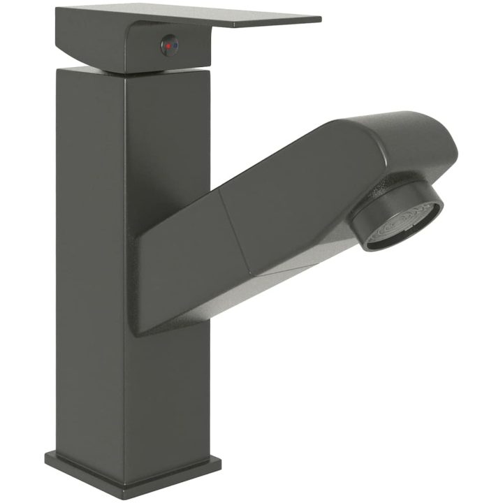 Badrumsblandare med utdragbar pip grå 157x172 mm vidaXL – bild 3