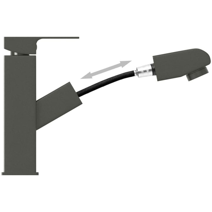 Badrumsblandare med utdragbar pip grå 157x172 mm vidaXL – bild 5