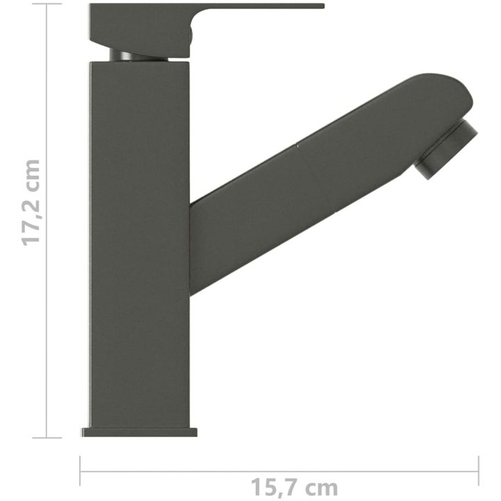 Badrumsblandare med utdragbar pip grå 157x172 mm vidaXL – bild 6