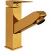 Badrumsblandare med utdragbar pip guld 157x172 mm vidaXL – miniatyr 3