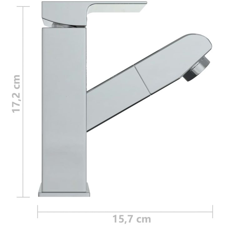 Badrumsblandare med utdragbar pip kromad finish 157x172 mm vidaXL – bild 6