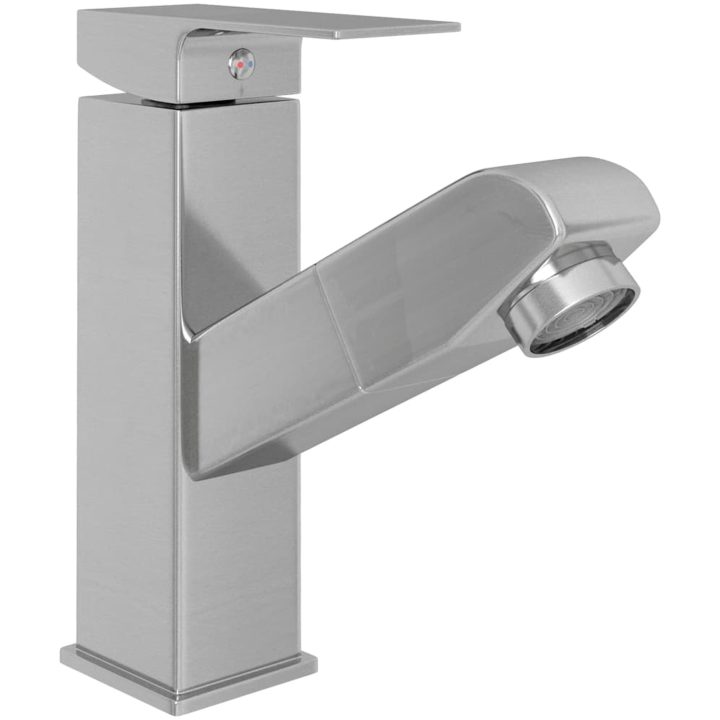 Badrumsblandare med utdragbar pip silver 157x172 mm vidaXL – bild 3
