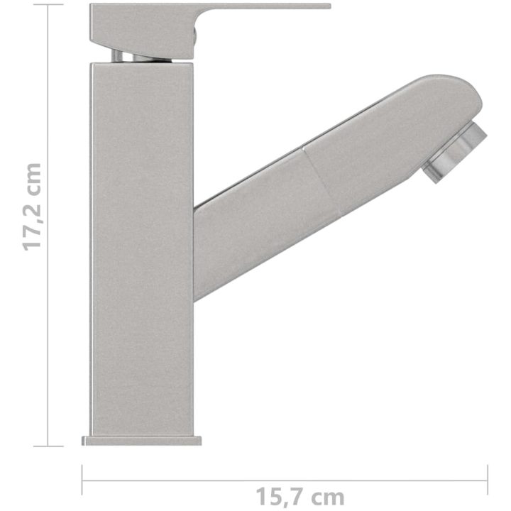 Badrumsblandare med utdragbar pip silver 157x172 mm vidaXL – bild 6