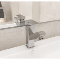 Badrumsblandare med utdragbar pip silver 157x172 mm vidaXL
