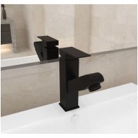 Badrumsblandare med utdragbar pip svart 157x172 mm vidaXL