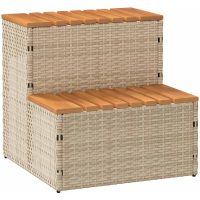 Badtunna Step beige konstrotting och solid akacia vidaXL