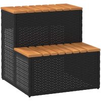 Badtunna Step Black konstrotting och solid akacia vidaXL
