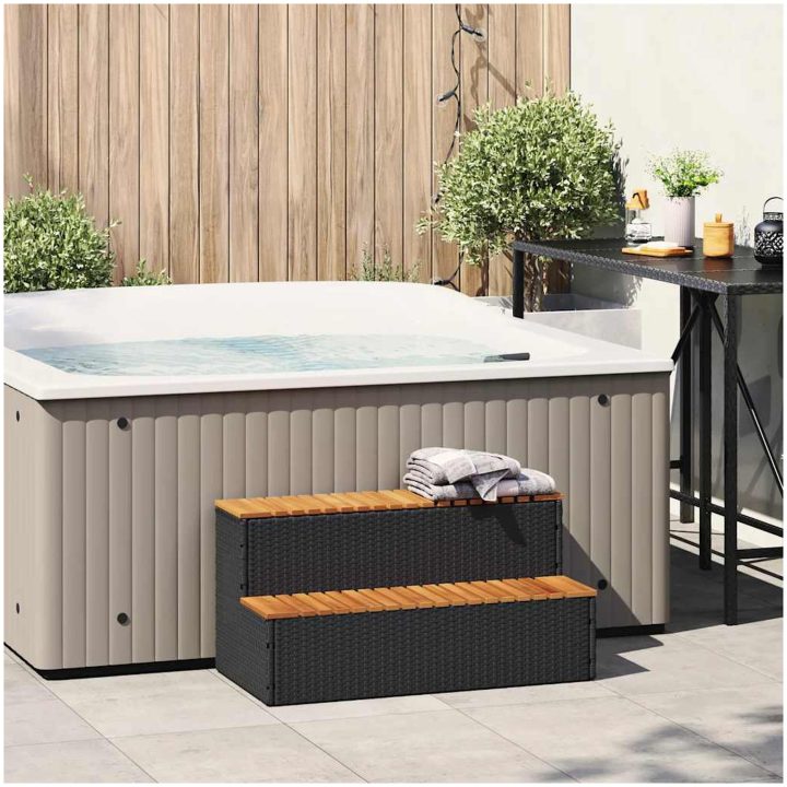 Badtunna Step Black konstrotting solid akacia vidaXL 100 x 50 x 50.5 cm – bild 2