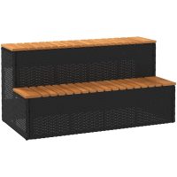 Badtunna Step Black konstrotting solid akacia vidaXL