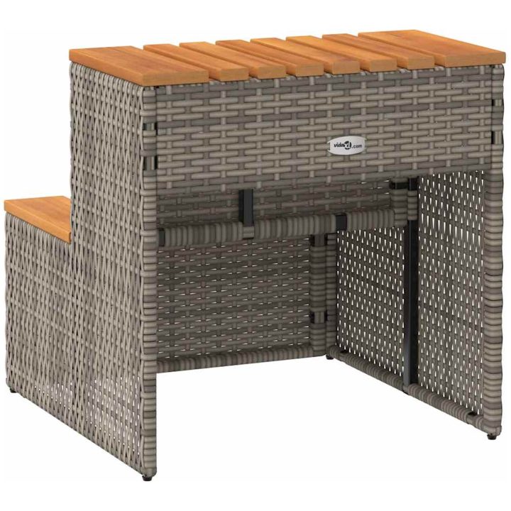 Badtunna Step Grey konstrotting och solid akacia vidaXL 50 x 50 x 50.5 cm – bild 6