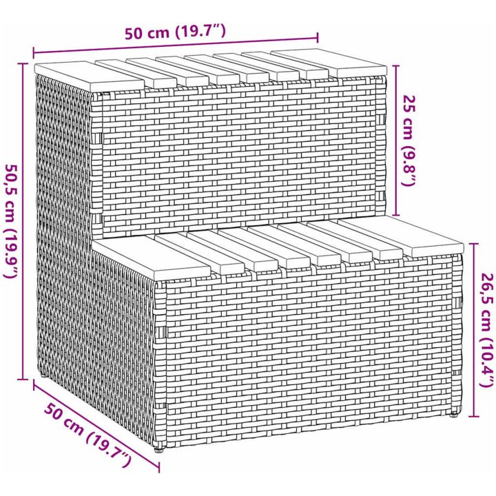 Badtunna Step Grey konstrotting och solid akacia vidaXL 50 x 50 x 50.5 cm – bild 9