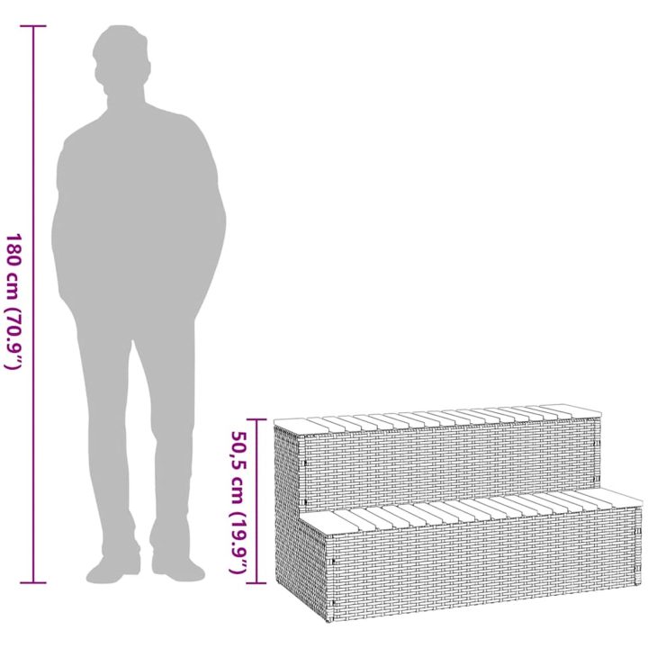 Badtunna Step ljusgrå konstrotting och solid akacia vidaXL 100 x 50 x 50.5 cm – bild 10