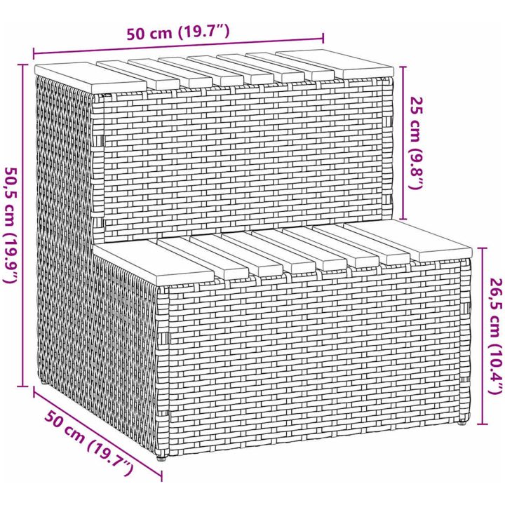 Badtunna Step ljusgrå konstrotting solid akacia vidaXL 50 x 50 x 50.5 cm – bild 9