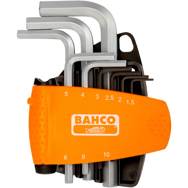 Insexnyckelsats Metrisk Kompakt Tvåkomponentshållare 9 delar BAHCO Svartoxiderad/förkromad