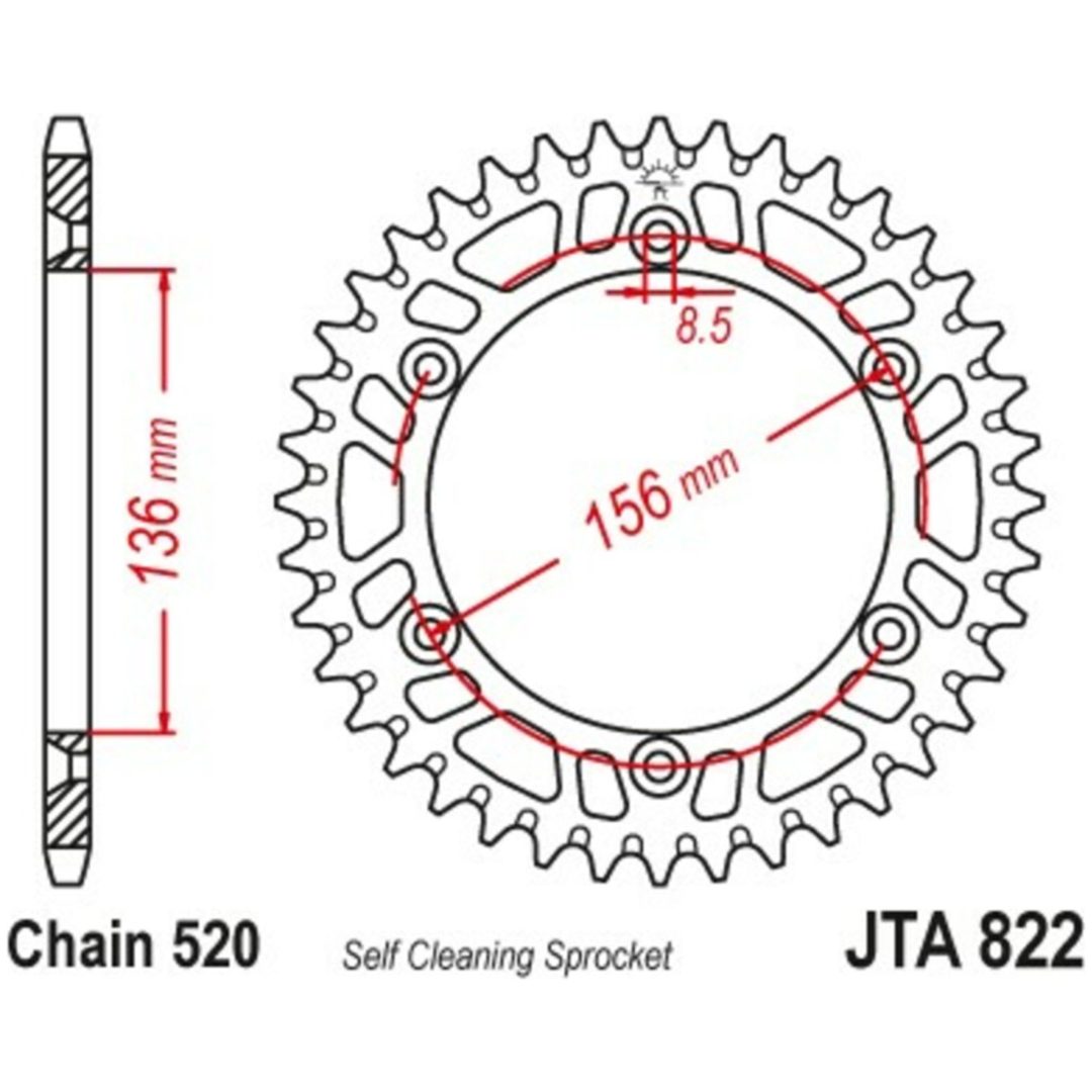 Bakdrev Aluminium JT SPROCKETS Svart
