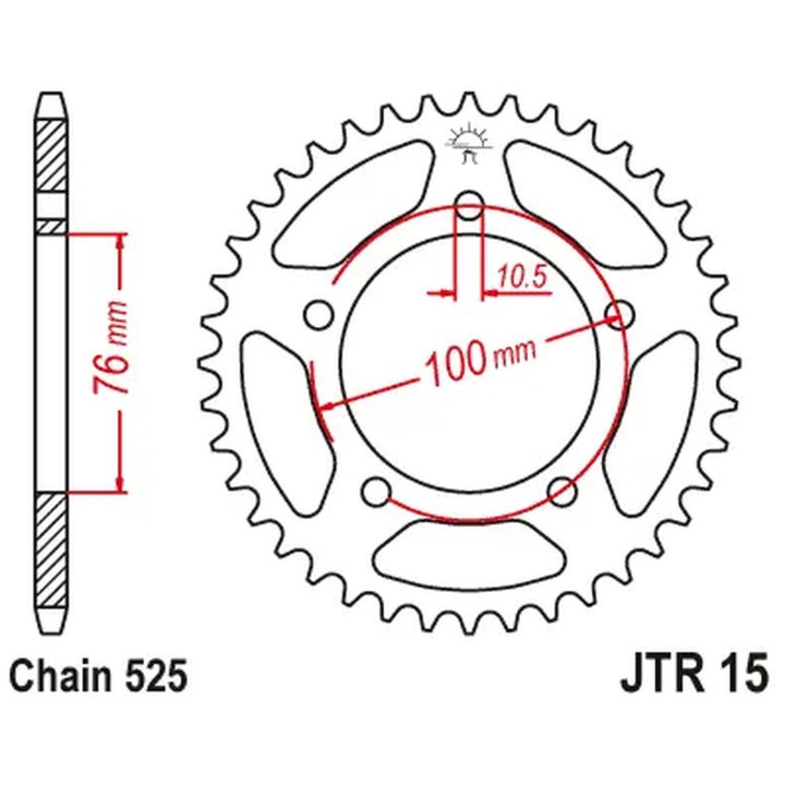 Bakdrev Stål 525 43 Tänder JT SPROCKETS – bild 2