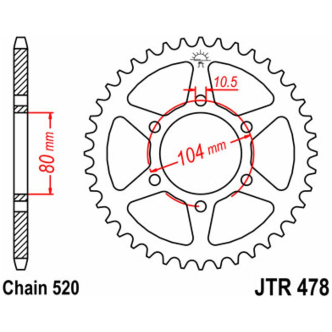 Bakdrev Standard Stål 478 520 JT SPROCKETS