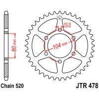 Bakdrev Standard Stål 478 520 JT SPROCKETS