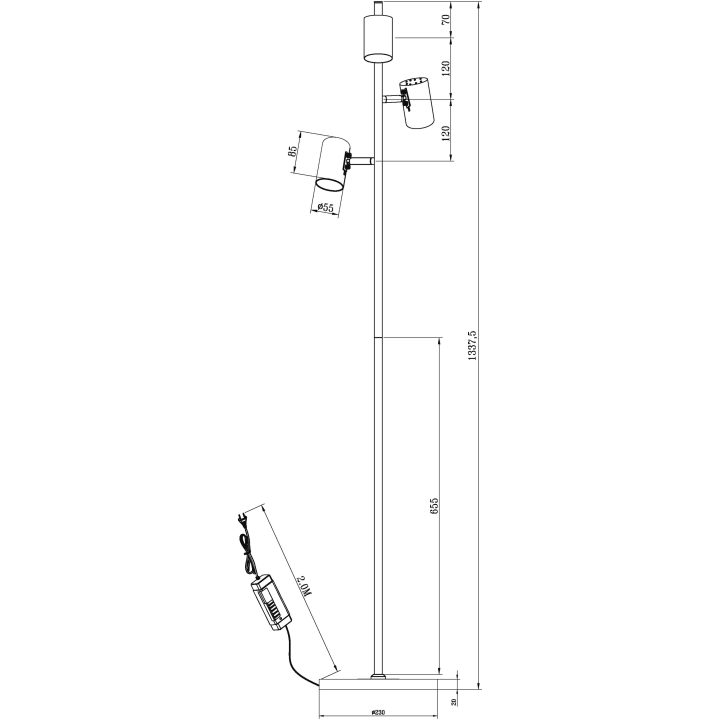 Balder Golvlampa 3:a, Vit/krom ANETA HOME Sockel GU10 Vit /Krom – bild 2