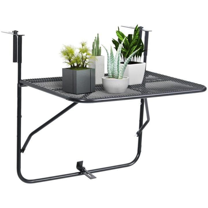 Balkongbord svart 60x40 cm stål vidaXL – bild 3