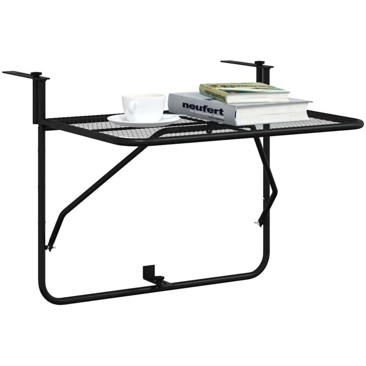Balkongbord svart 60x40 cm stål vidaXL – bild 4