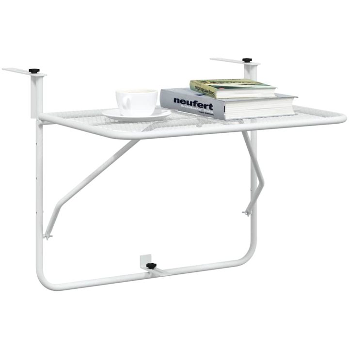 Balkongbord vit 60x40 cm stål vidaXL – bild 4