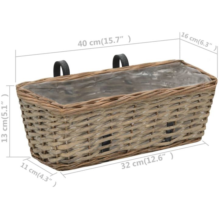 Balkonglåda 2 st korg med PE-foder 40 cm vidaXL 40 x 16 x 13 cm – bild 6