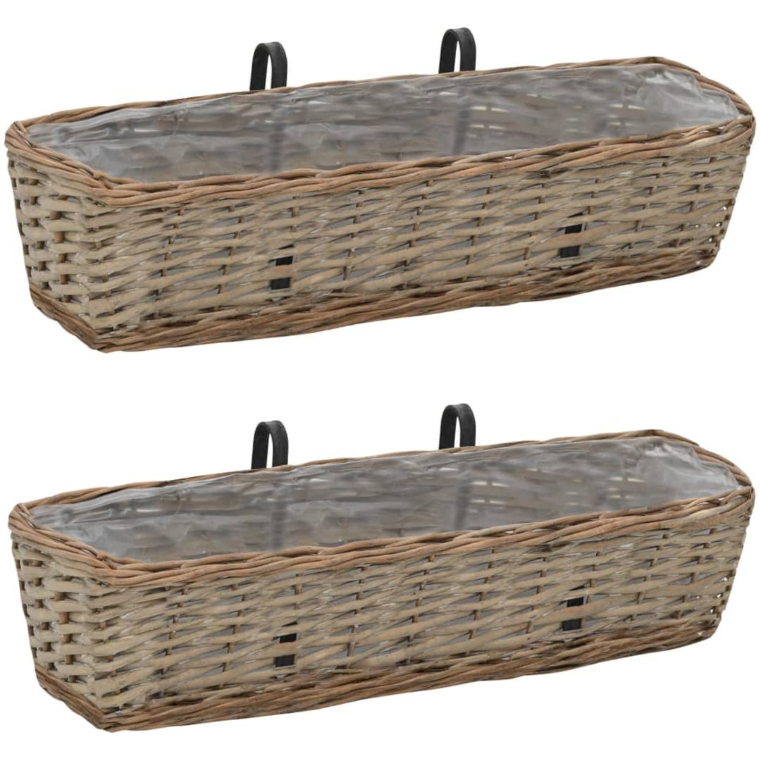 Balkonglåda 2 st korg med PE-foder 60 cm vidaXL 60 x 18 x 13 cm