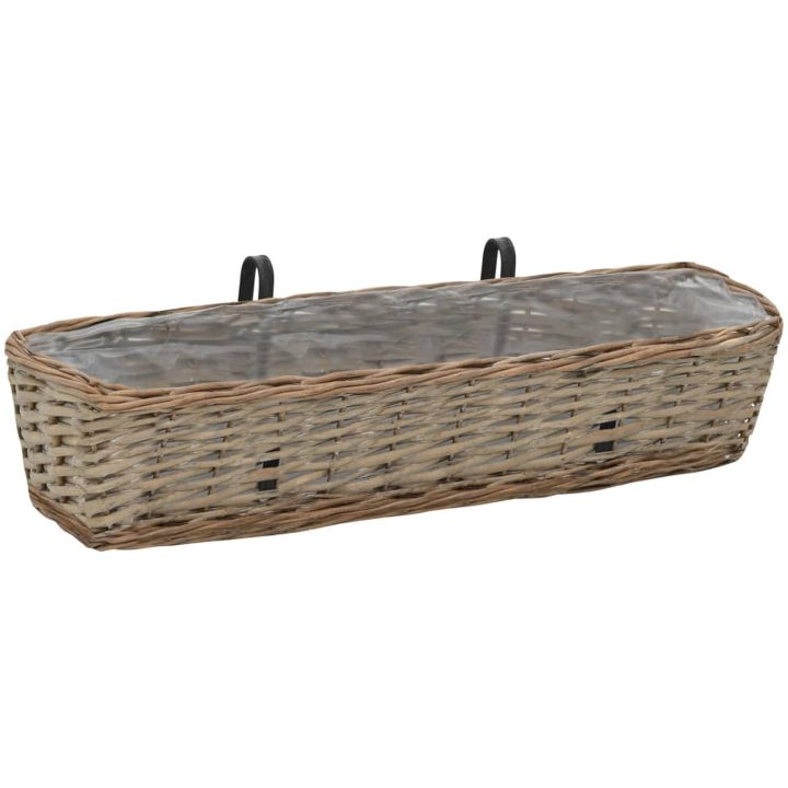 Balkonglåda 2 st korg med PE-foder 80 cm vidaXL 80 x 20 x 15 cm – bild 2
