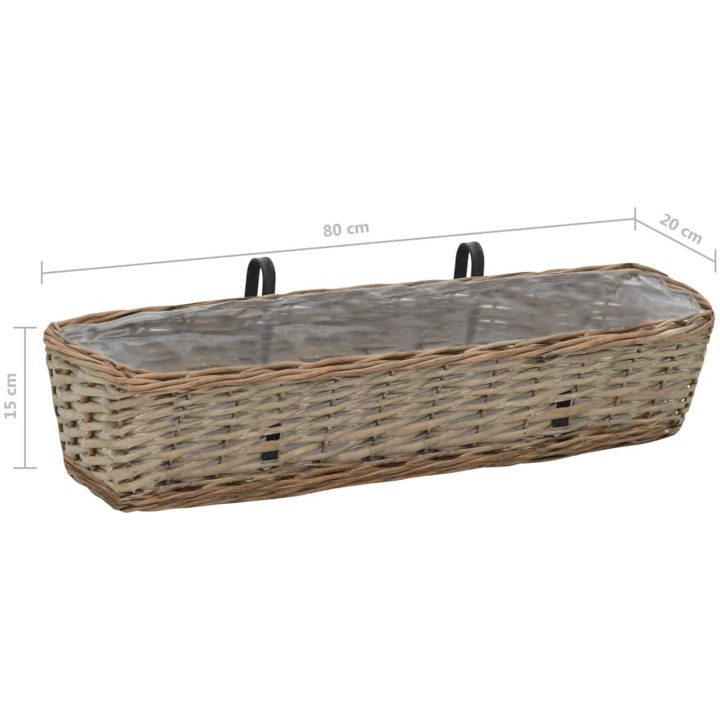 Balkonglåda 2 st korg med PE-foder 80 cm vidaXL 80 x 20 x 15 cm – bild 6