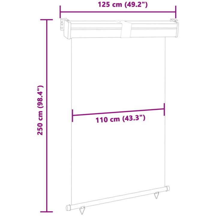 Balkongmarkis grå vidaXL 125 x 250 cm – bild 10