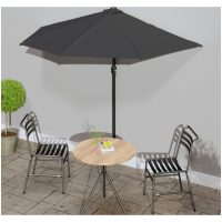 Balkongparasoll m. aluminiumstolpe antracit 270x144 cm halvrunt vidaXL
