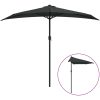 Balkongparasoll med aluminiumstång svart 270x144x222 cm halvt vidaXL – miniatyr 2