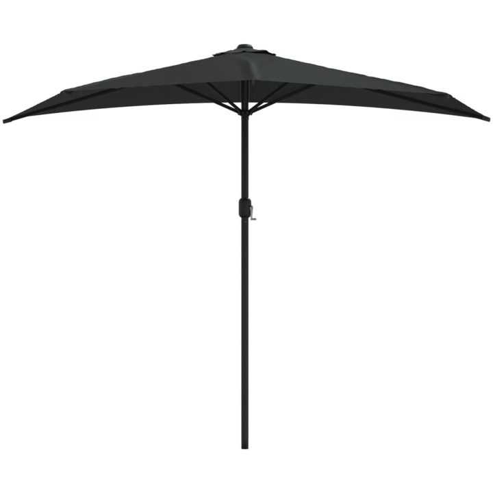 Balkongparasoll med aluminiumstång svart 270x144x222 cm halvt vidaXL – bild 3