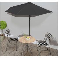 Balkongparasoll med aluminiumstång svart 270x144x222 cm halvt vidaXL