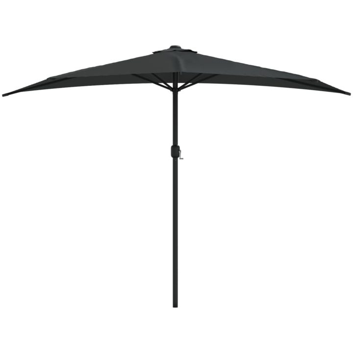 Balkongparasoll med aluminiumstång svart 300x155x223 cm halvt vidaXL – bild 3