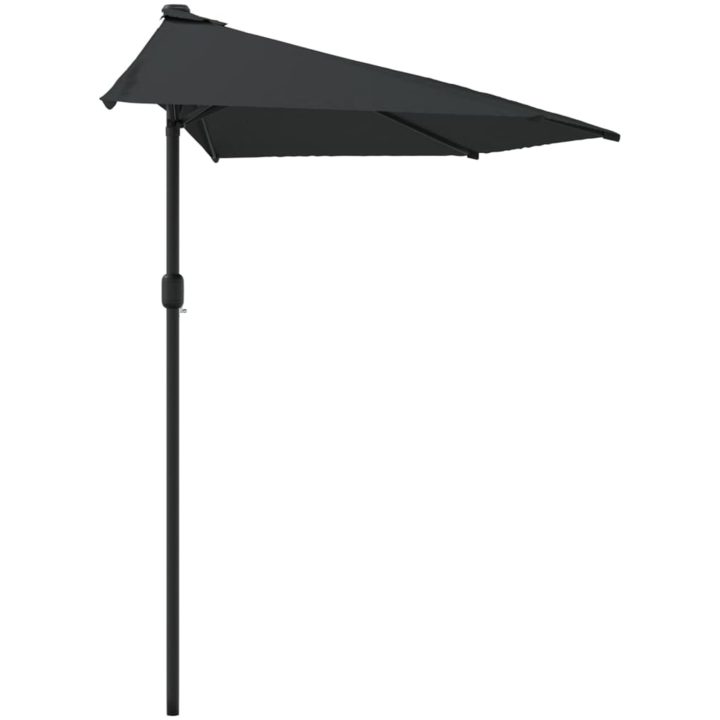 Balkongparasoll med aluminiumstång svart 300x155x223 cm halvt vidaXL – bild 4