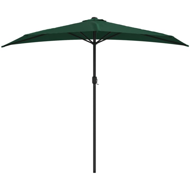 Balkongparasoll med aluminiumstolpe grön 270x144 cm halvrunt vidaXL – bild 3