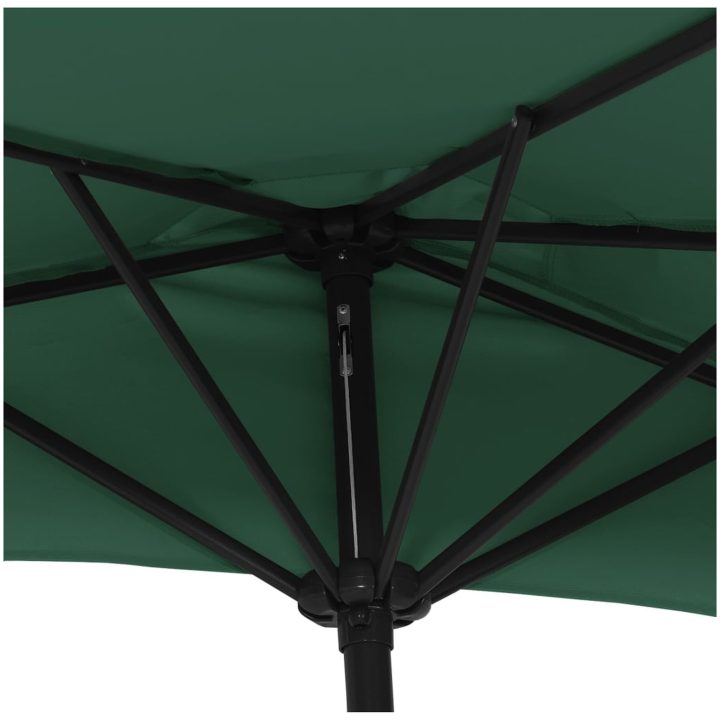 Balkongparasoll med aluminiumstolpe grön 270x144 cm halvrunt vidaXL – bild 6