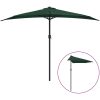 Balkongparasoll med aluminiumstolpe grön 300x155 cm halvrunt vidaXL – miniatyr 2