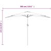 Balkongparasoll med aluminiumstolpe grön 300x155 cm halvrunt vidaXL – miniatyr 9