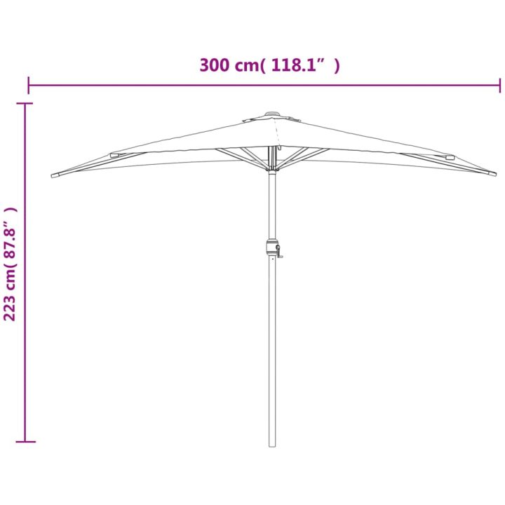 Balkongparasoll med aluminiumstolpe grön 300x155 cm halvrunt vidaXL – bild 9