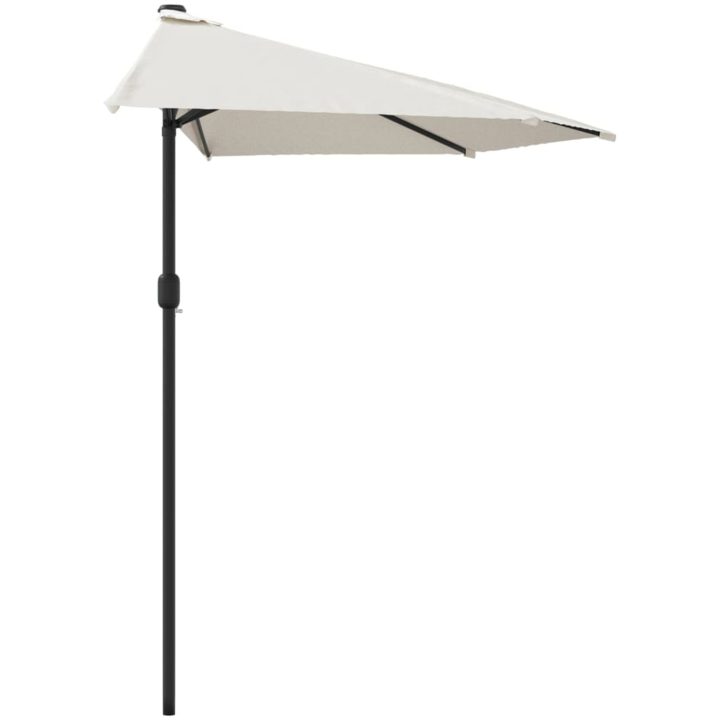 Balkongparasoll med aluminiumstolpe sand 270x144 cm halvrunt vidaXL – bild 4