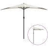 Balkongparasoll med aluminiumstolpe sand 300x155 cm halvrunt vidaXL – miniatyr 2