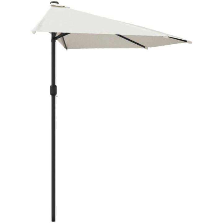 Balkongparasoll med aluminiumstolpe sand 300x155 cm halvrunt vidaXL – bild 4