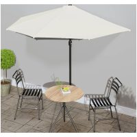 Balkongparasoll med aluminiumstolpe sand 300x155 cm halvrunt vidaXL