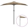Balkongparasoll med aluminiumstolpe taupe 270x144 cm halvrunt vidaXL – miniatyr 2
