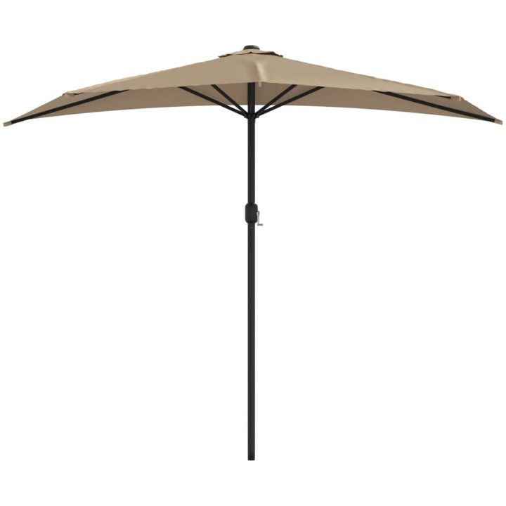 Balkongparasoll med aluminiumstolpe taupe 270x144 cm halvrunt vidaXL – bild 3
