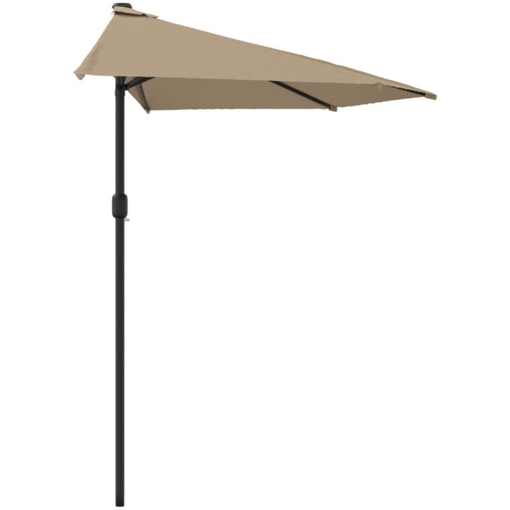 Balkongparasoll med aluminiumstolpe taupe 270x144 cm halvrunt vidaXL – bild 4