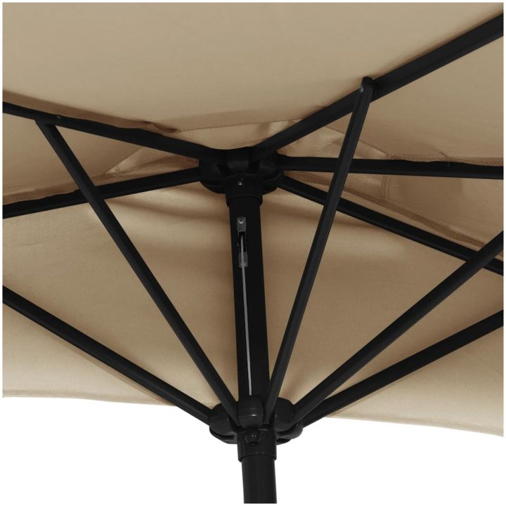 Balkongparasoll med aluminiumstolpe taupe 270x144 cm halvrunt vidaXL – bild 6